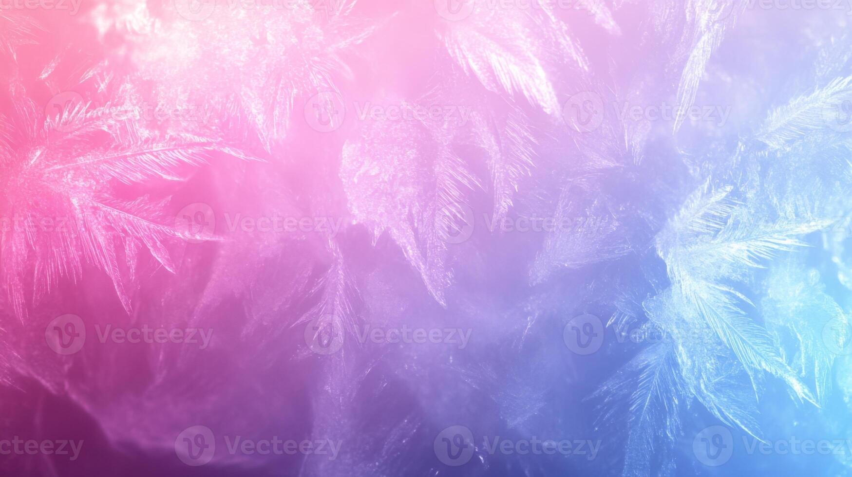 Abstract Frost Patterns on a Frosted Window with a Pink and Blue Gradient Background photo