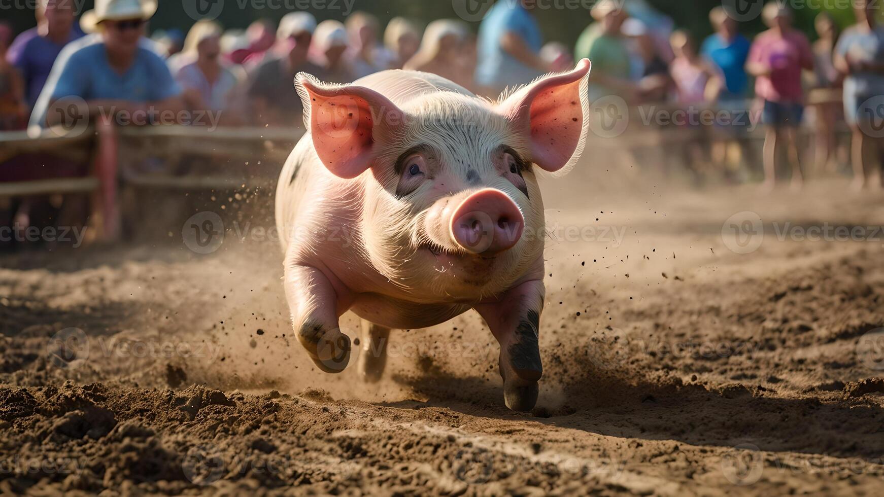 Pig Racing at the Country Fair - A Playful Competition with a Deep Focus photo