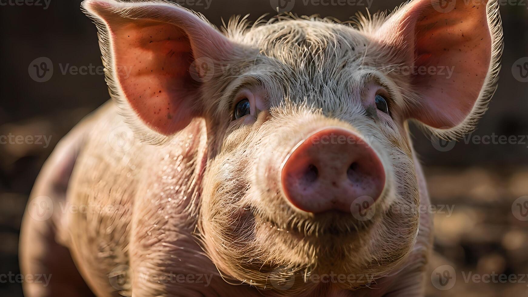 Charming Pig Portrait with Expressive Eyes Close Up photo