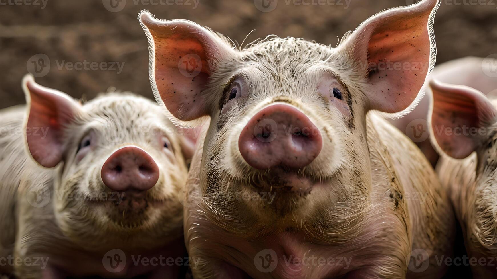 Muddy Pig Snouts with Whiskers and Nostrils photo
