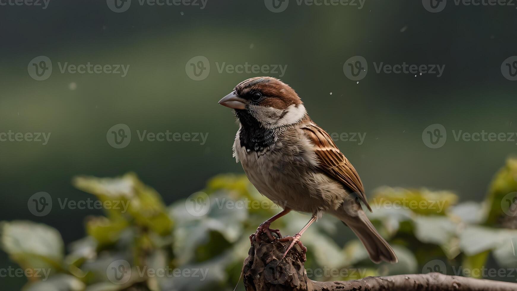 A House Sparrow Perched on a Branch in Nature photo