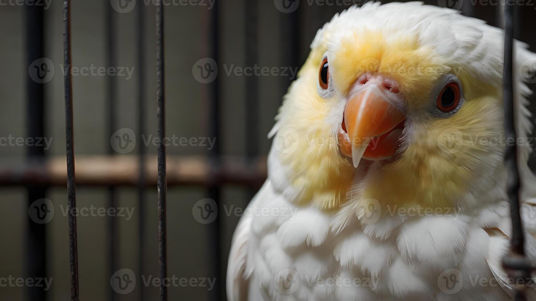 Cockatiel Bird with Orange Cheeks in Cage photo