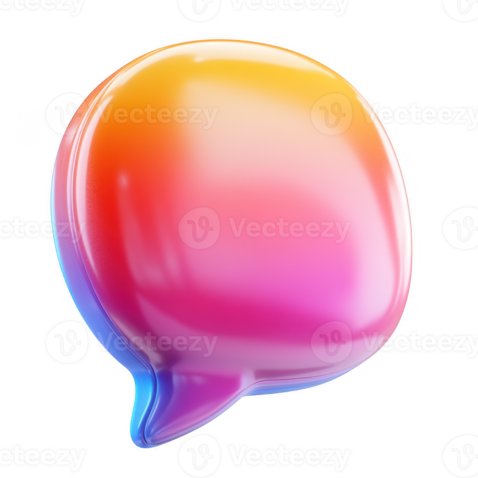 3d icon Vibrant speech bubble showcasing colorful conversations and social media engagement, with a transparent background for flexible usage png