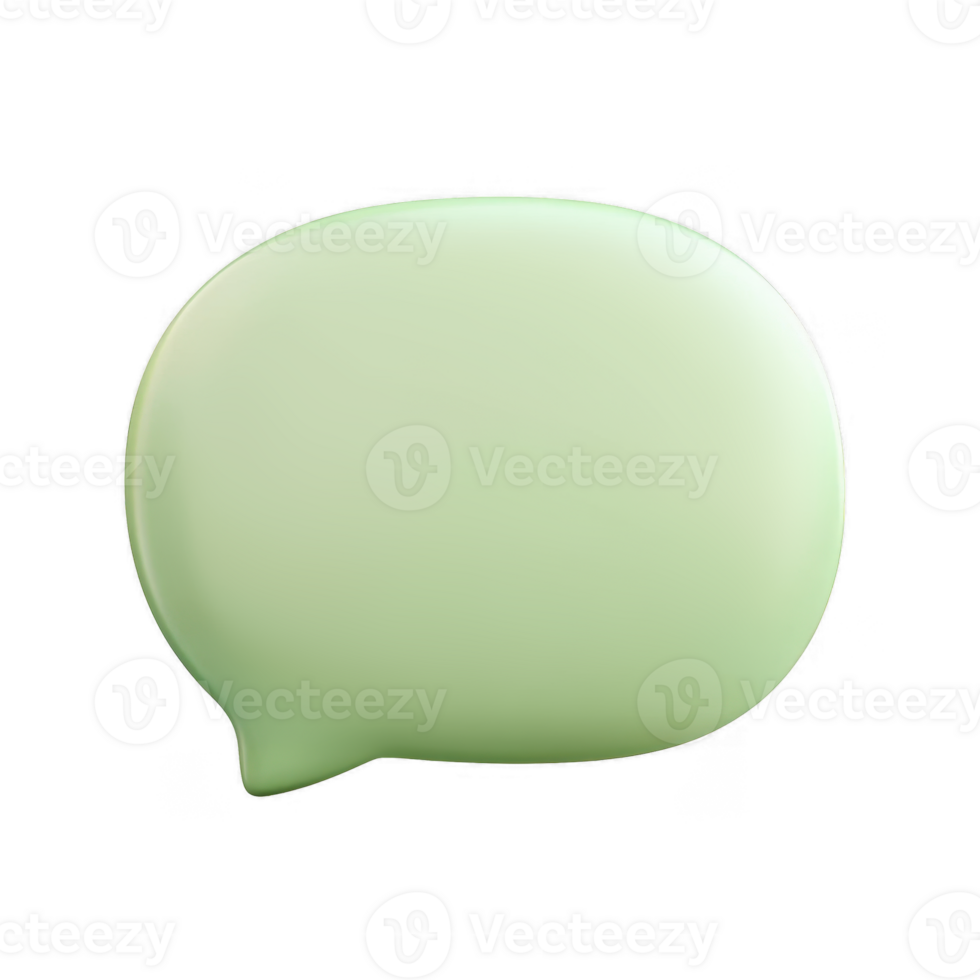 3d icon shiny green speech bubble with transparent background, ideal for illustrating communication and messaging ideas png