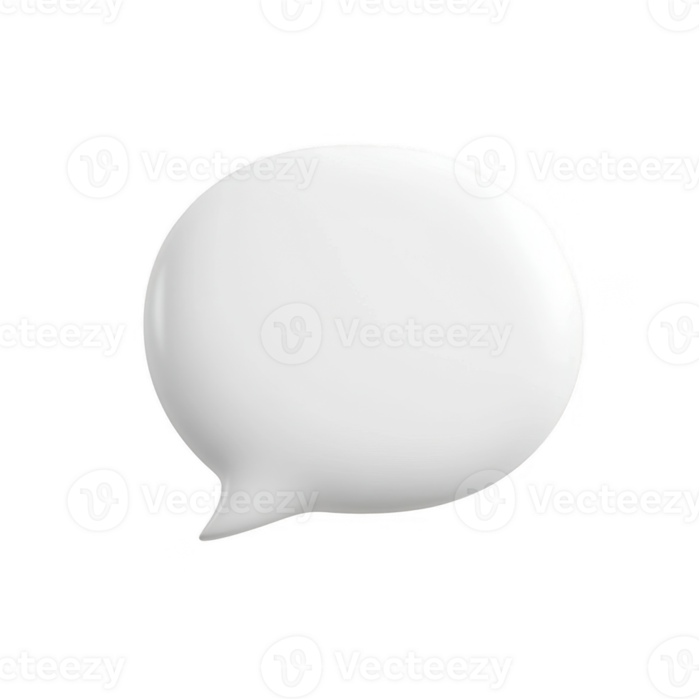 Customizable white speech bubble in 3d, floating on a clear background for personalized text or message png