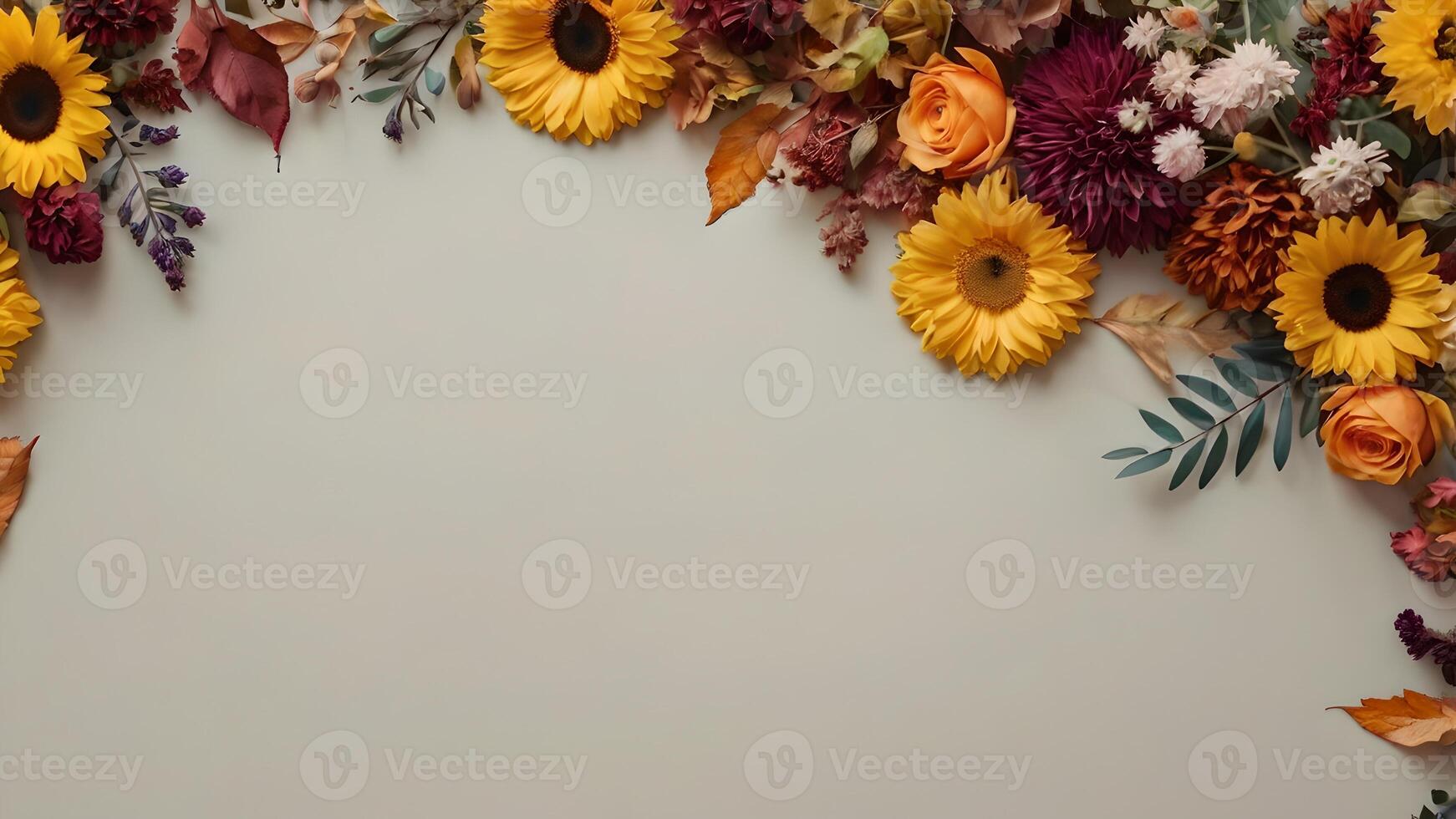 Autumn Floral Arrangement on Light Background photo