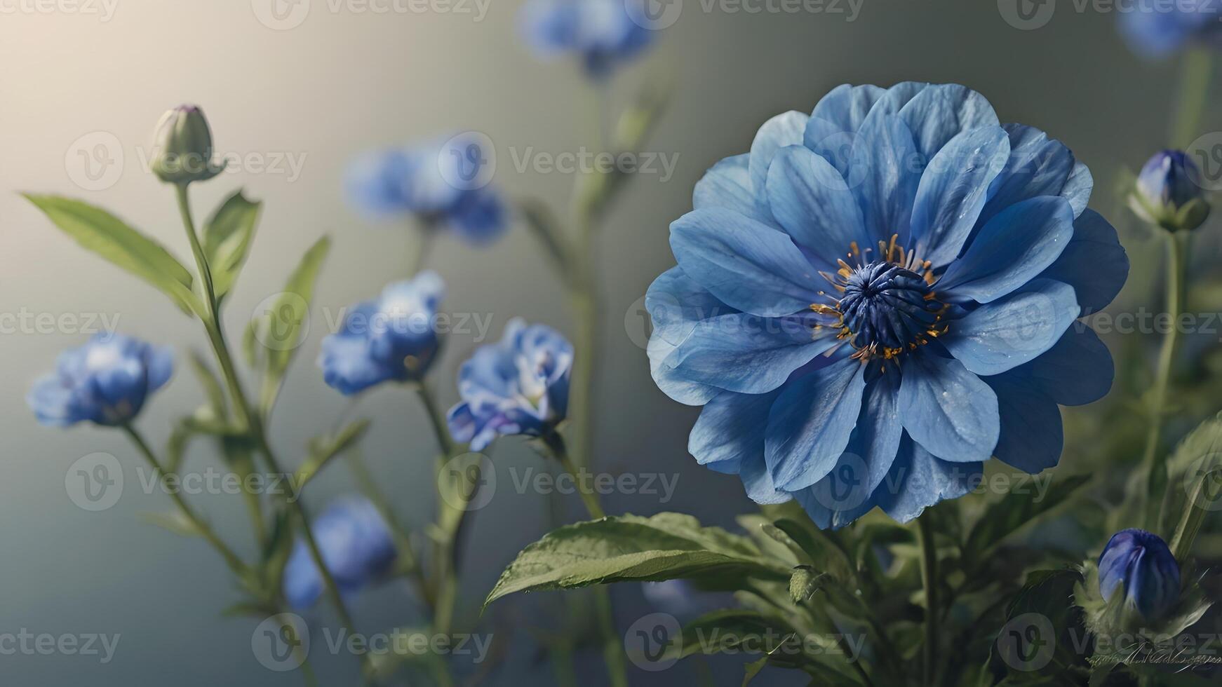 Serene Blue Flower Bloom in Soft Light photo