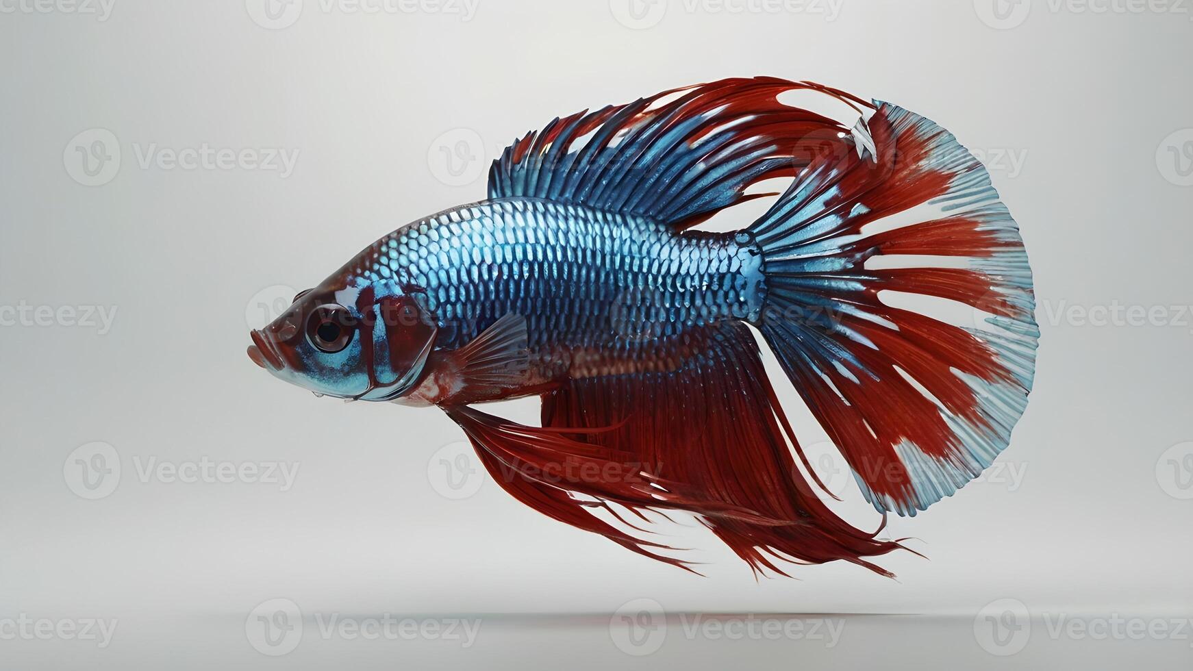 Blue and Red Siamese Fighting Fish with Flowing Fins photo