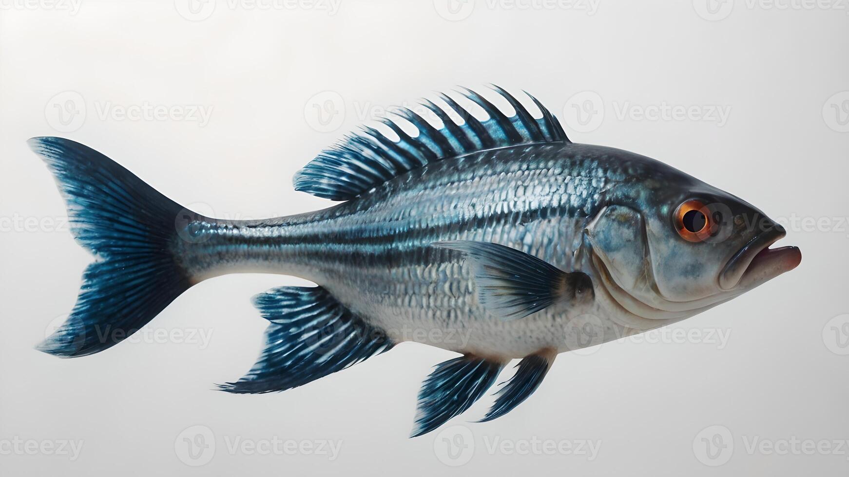 Blue Striped Fish Cartoon Illustration photo