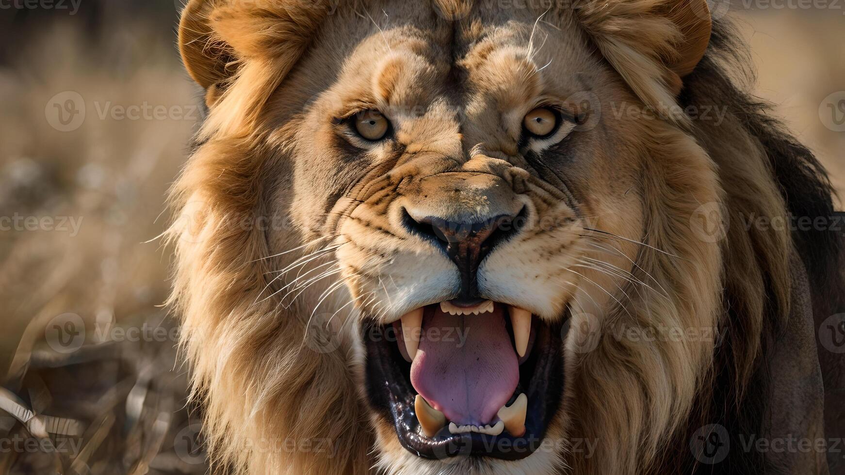 Majestic Roaring Lion King of the Jungle Wildlife photo
