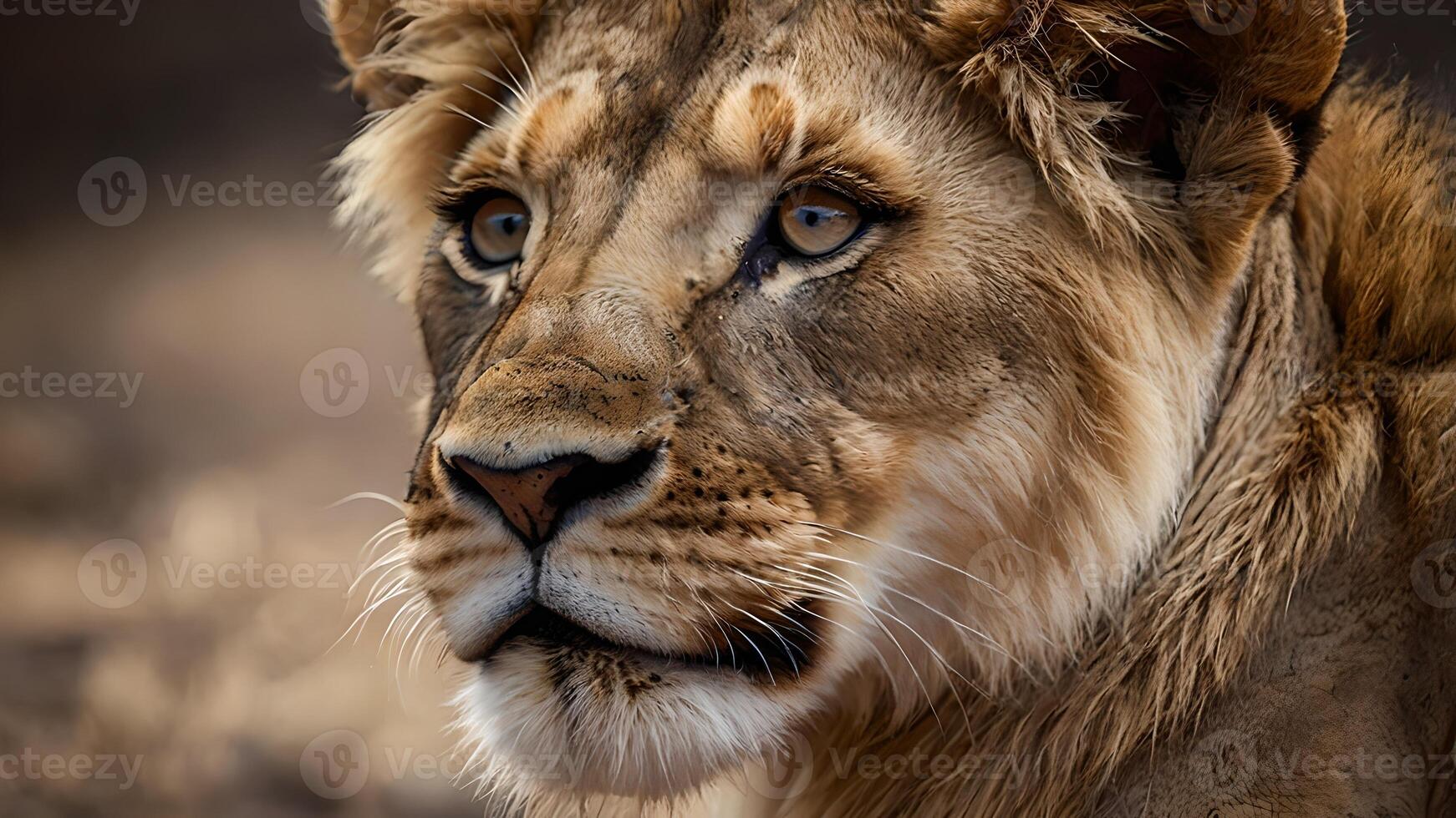 Young Lion Cub Portrait Close Up photo