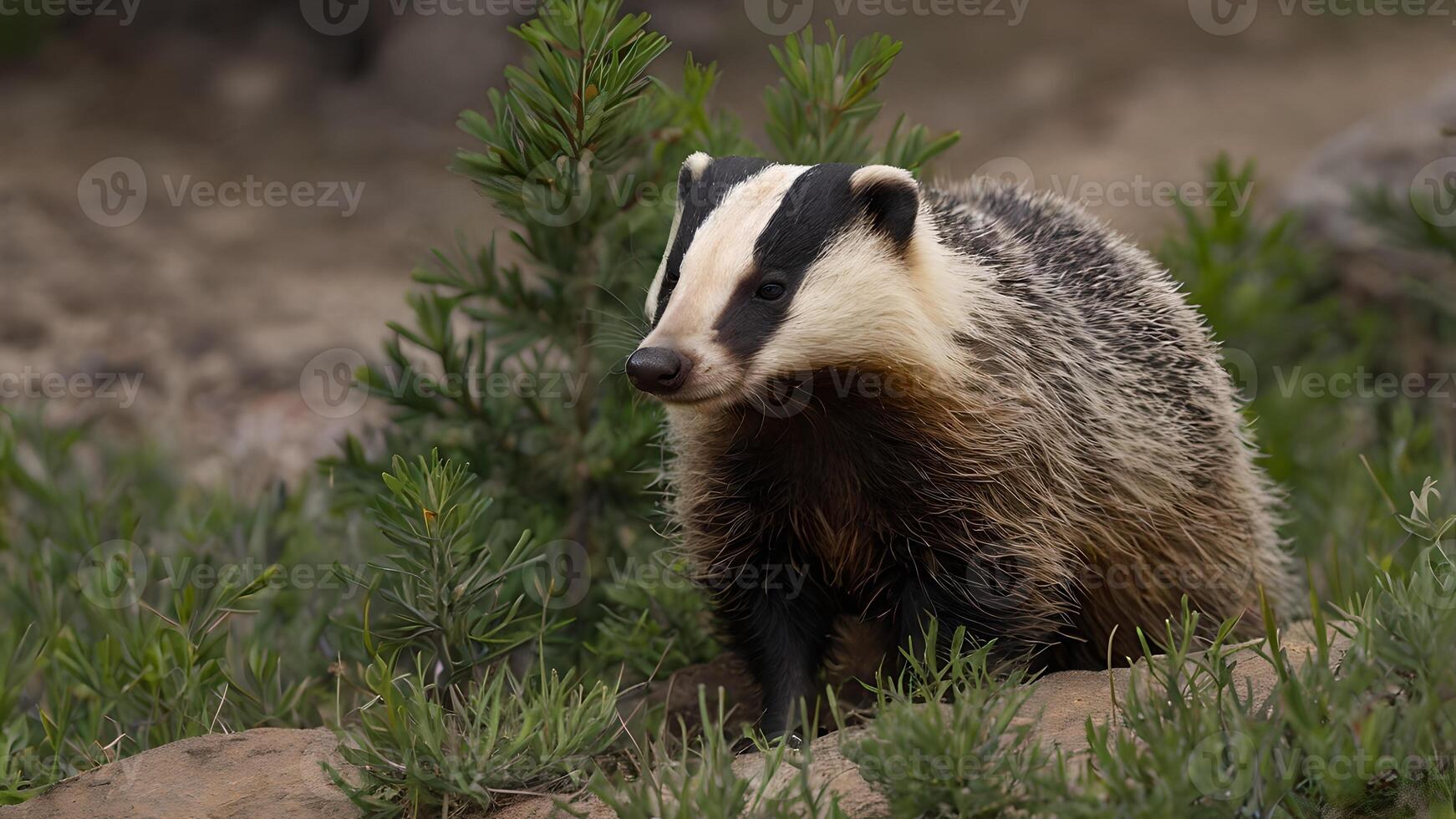 Alert Badger in Custer State Park South Dakota photo