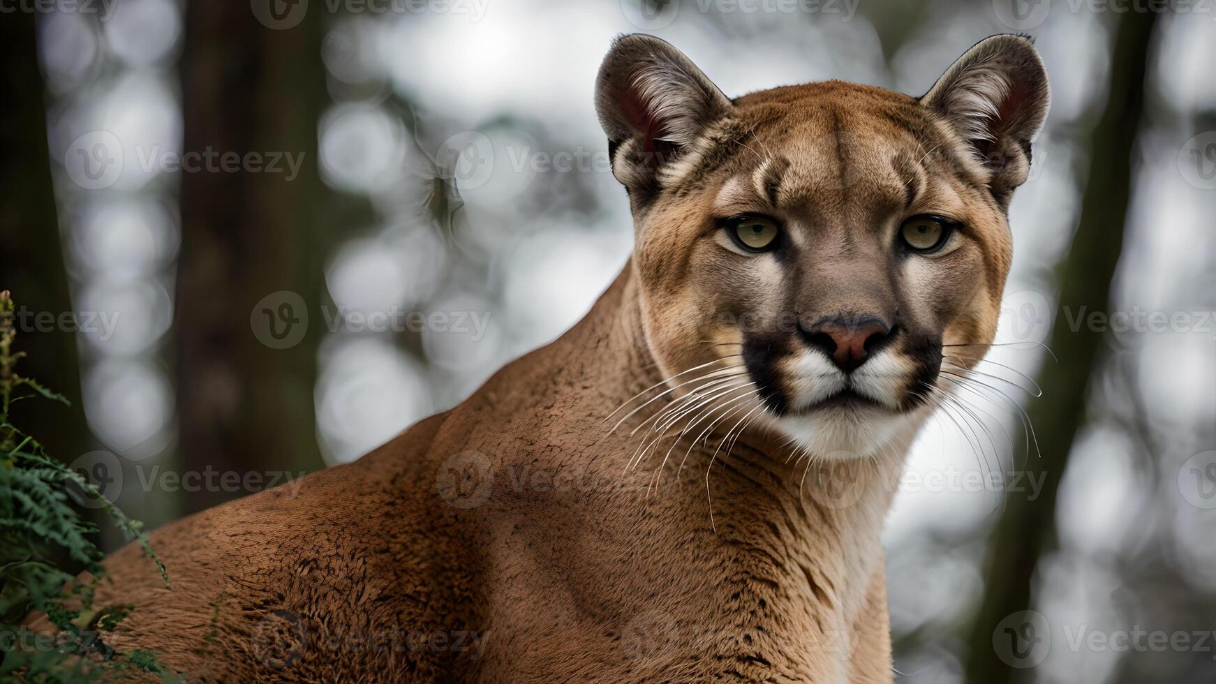 Majestic Cougar Portrait in Forest Setting photo