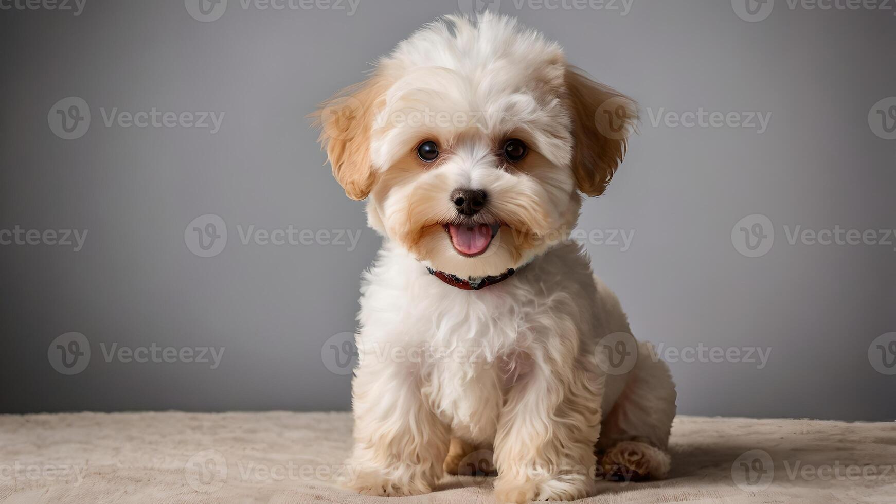 Happy Maltipoo Puppy Posing for Photo