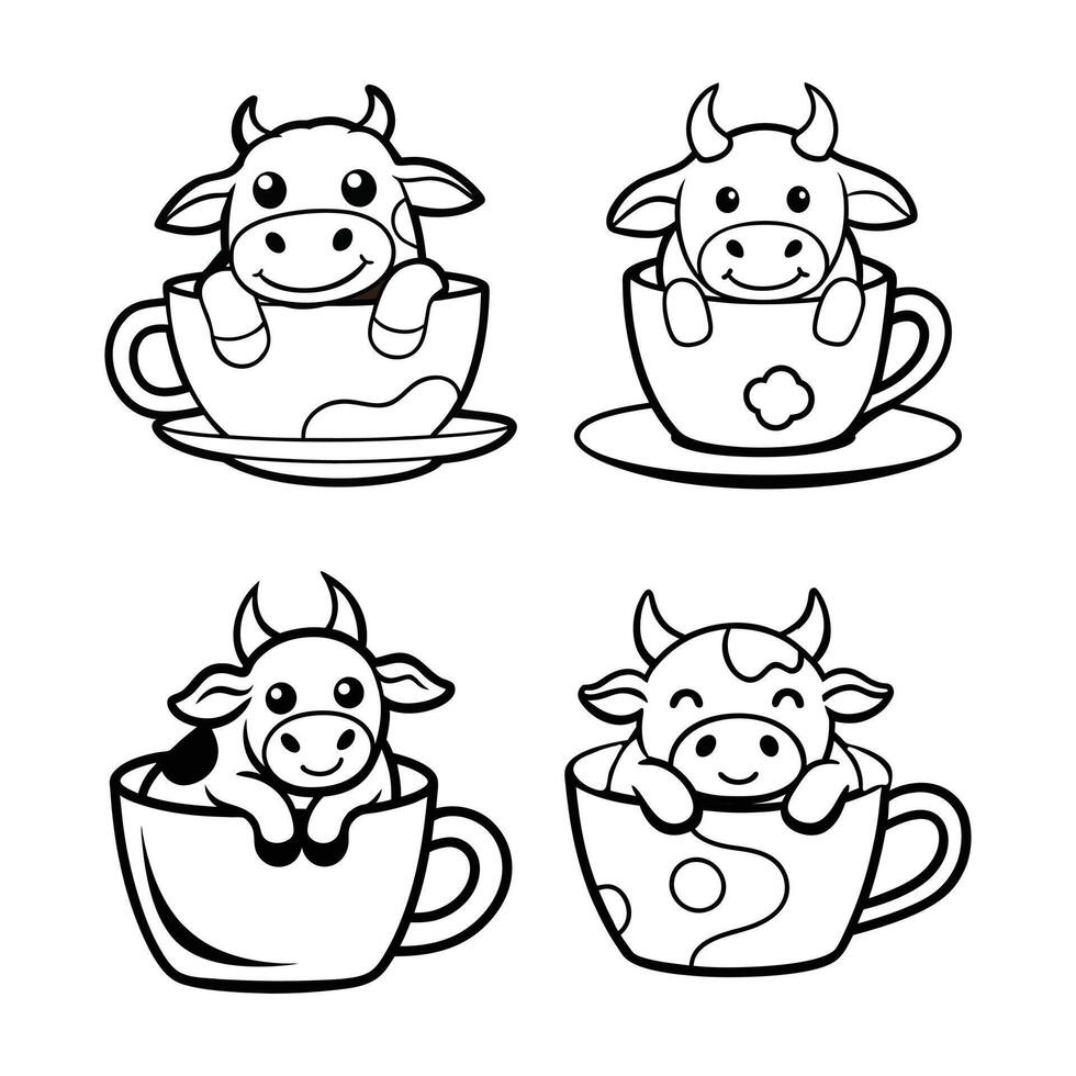 Bovine Bliss in a Coffee Cup vector