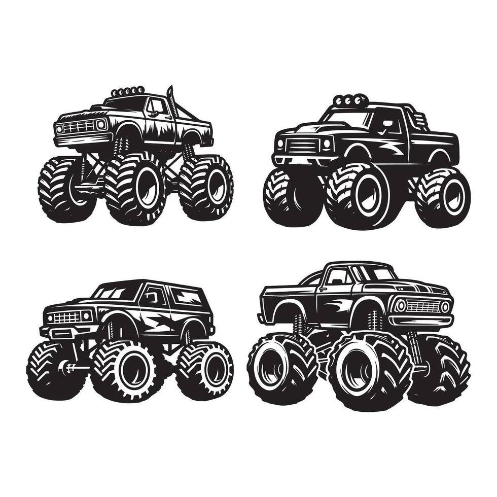 Steel Titans Retro Monster Machines vector