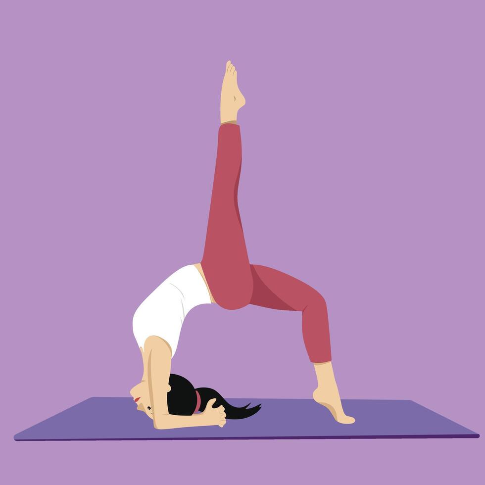 yoga pose handstand pose advanced Chest Stretch asana vector
