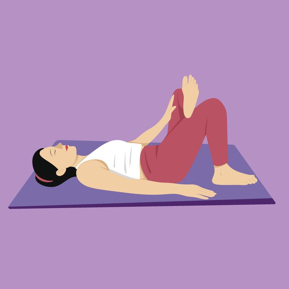 Reclined Pigeon Pose Supta Kapotasana vector