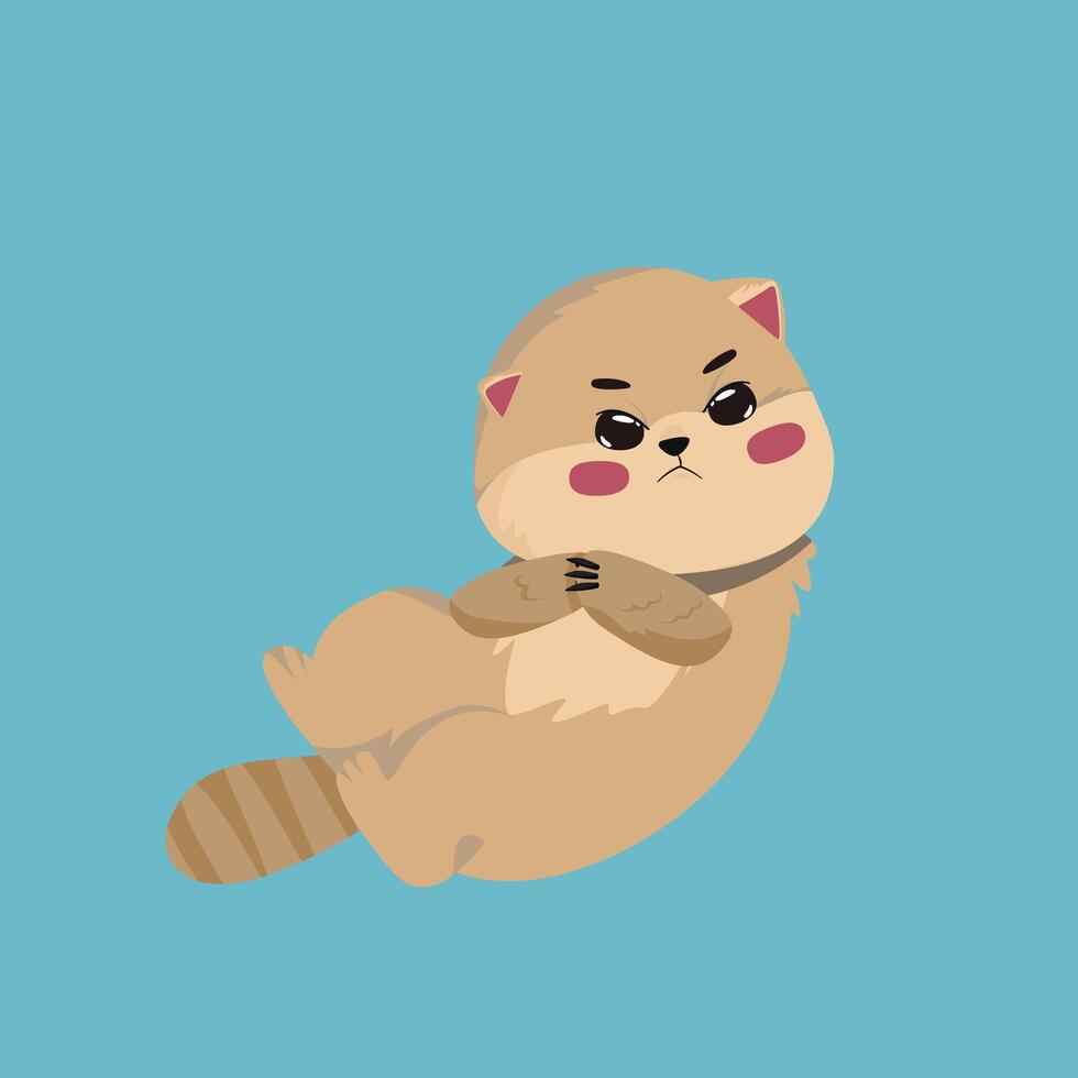a cartoon beaver with a striped tail with cute face vector