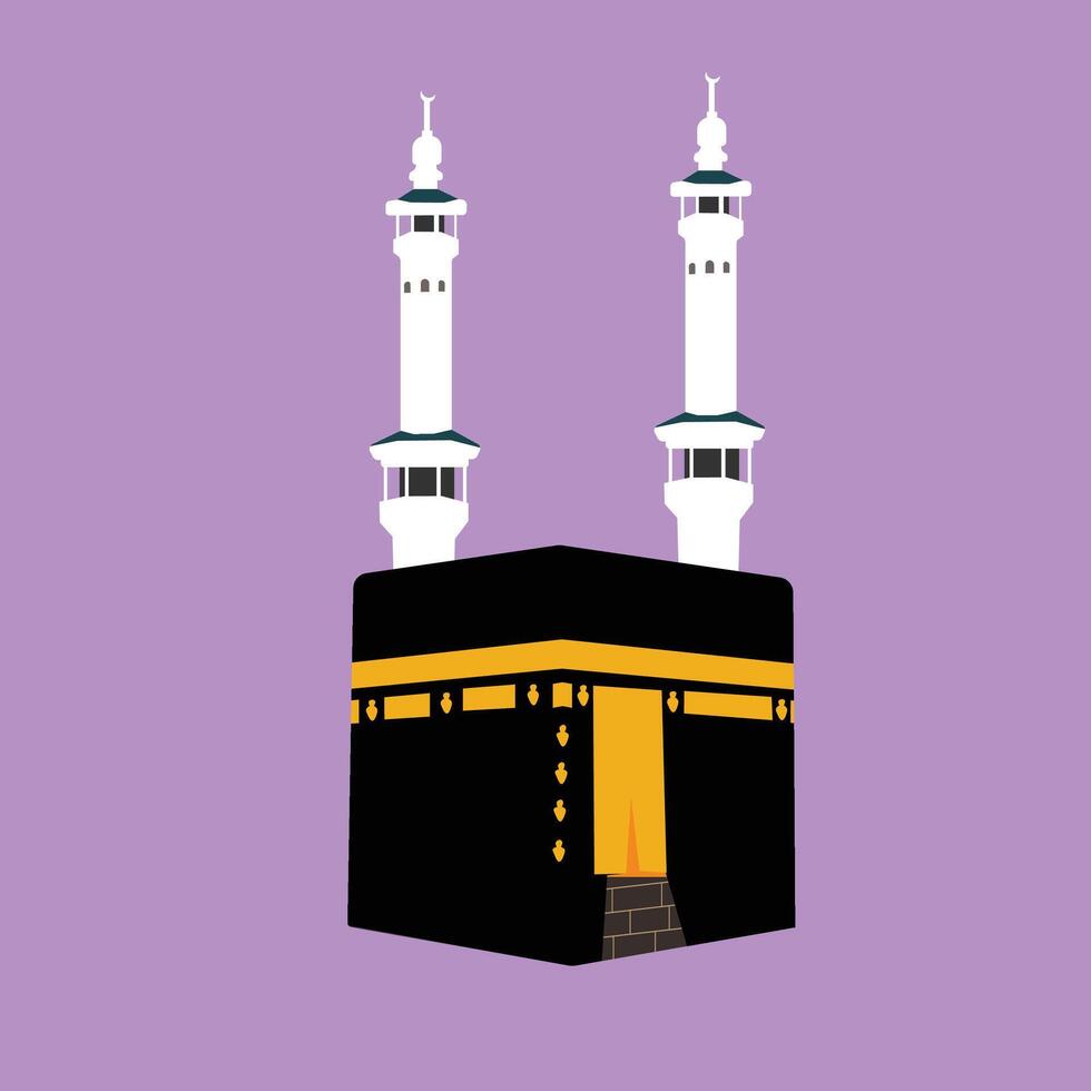 Kabah Hajj Umrah mecca flat illustration vector