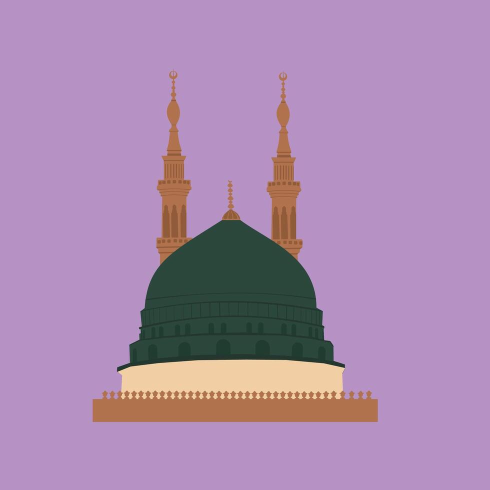 Msjid Kubah Hijau Masjid Nabawi Mekah vector