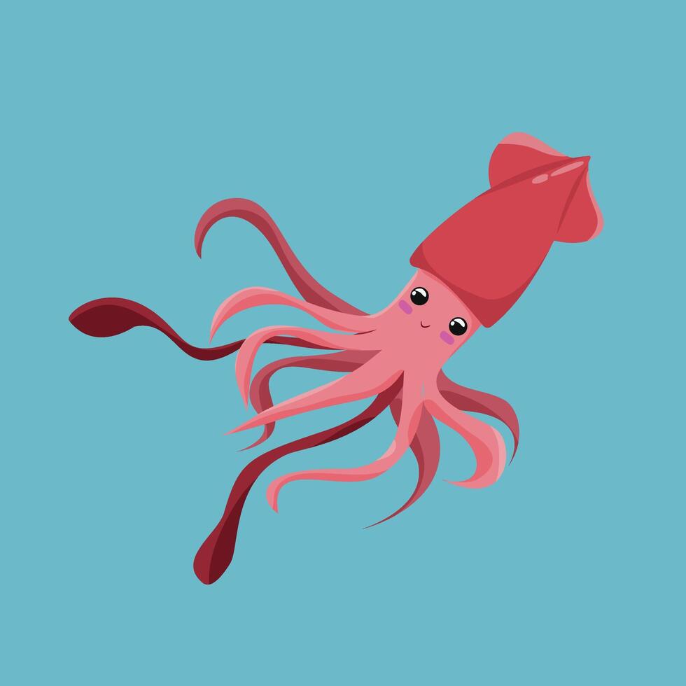 a cutet little Squid with a eight legs vector
