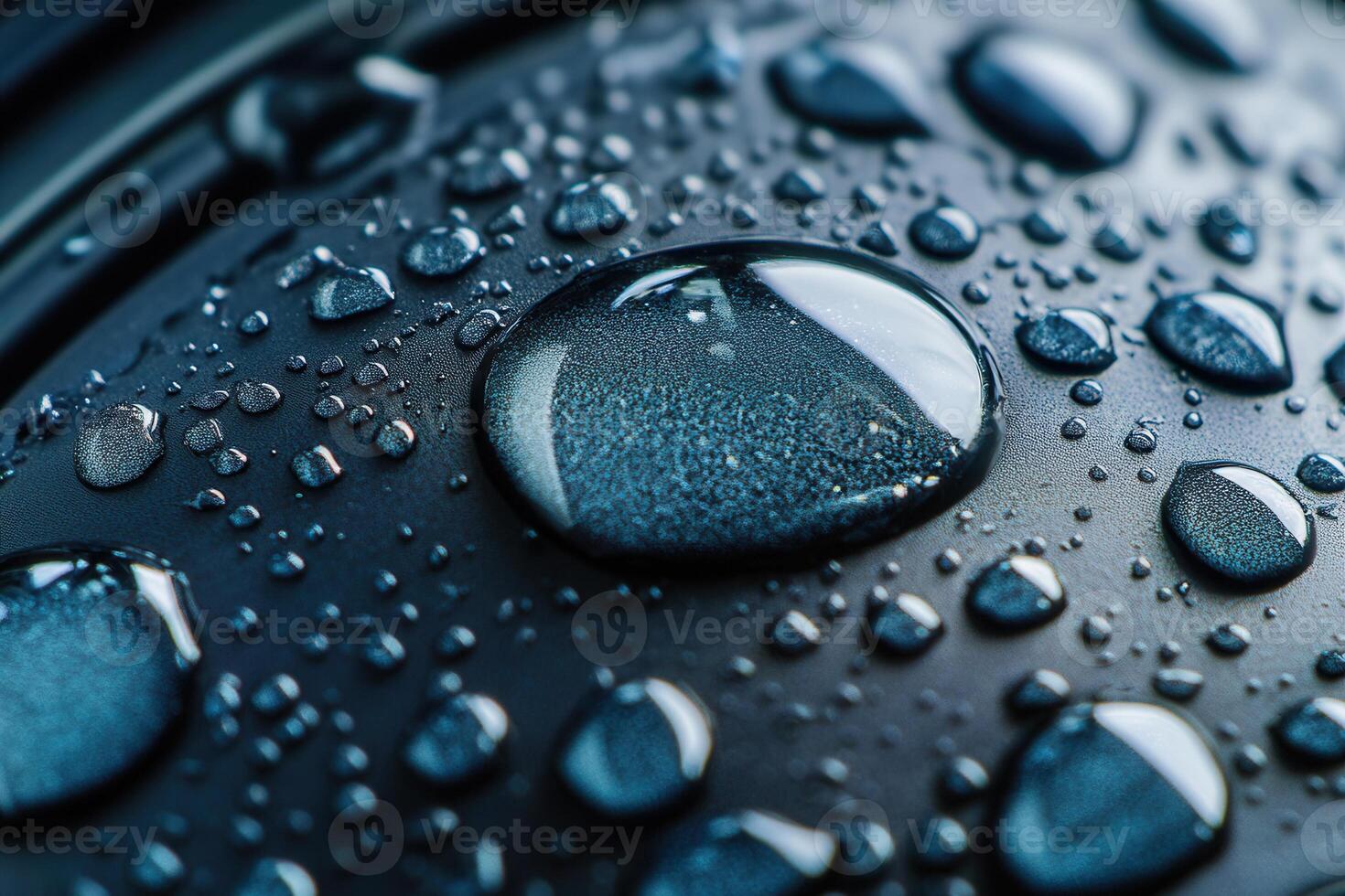Water droplets on a black surface photo