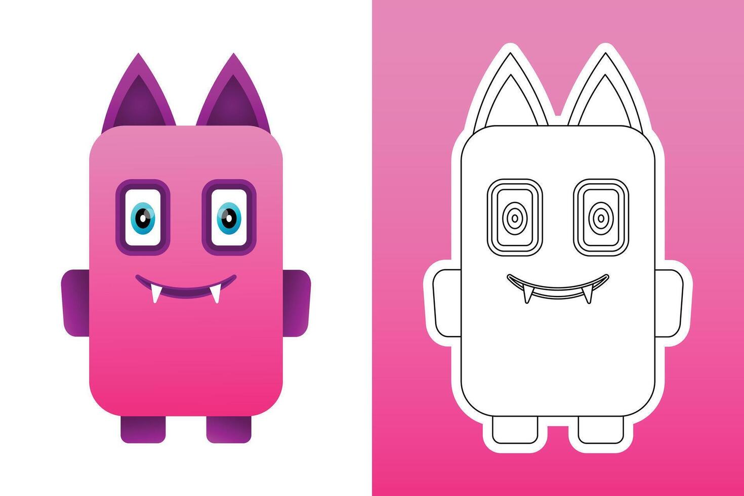 monster colorful design mascot. Design for digital print,stickers and coloring book vector