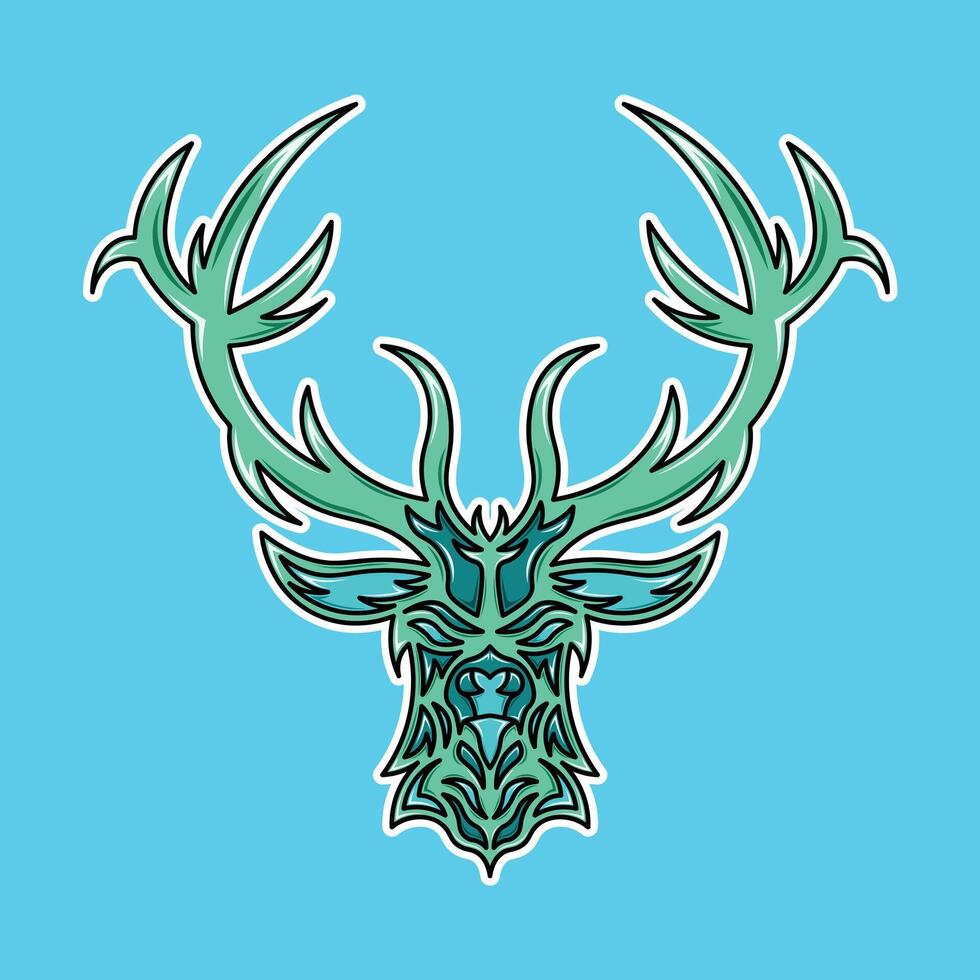 deer head illustration desing. Design for digital print and coloring book vector