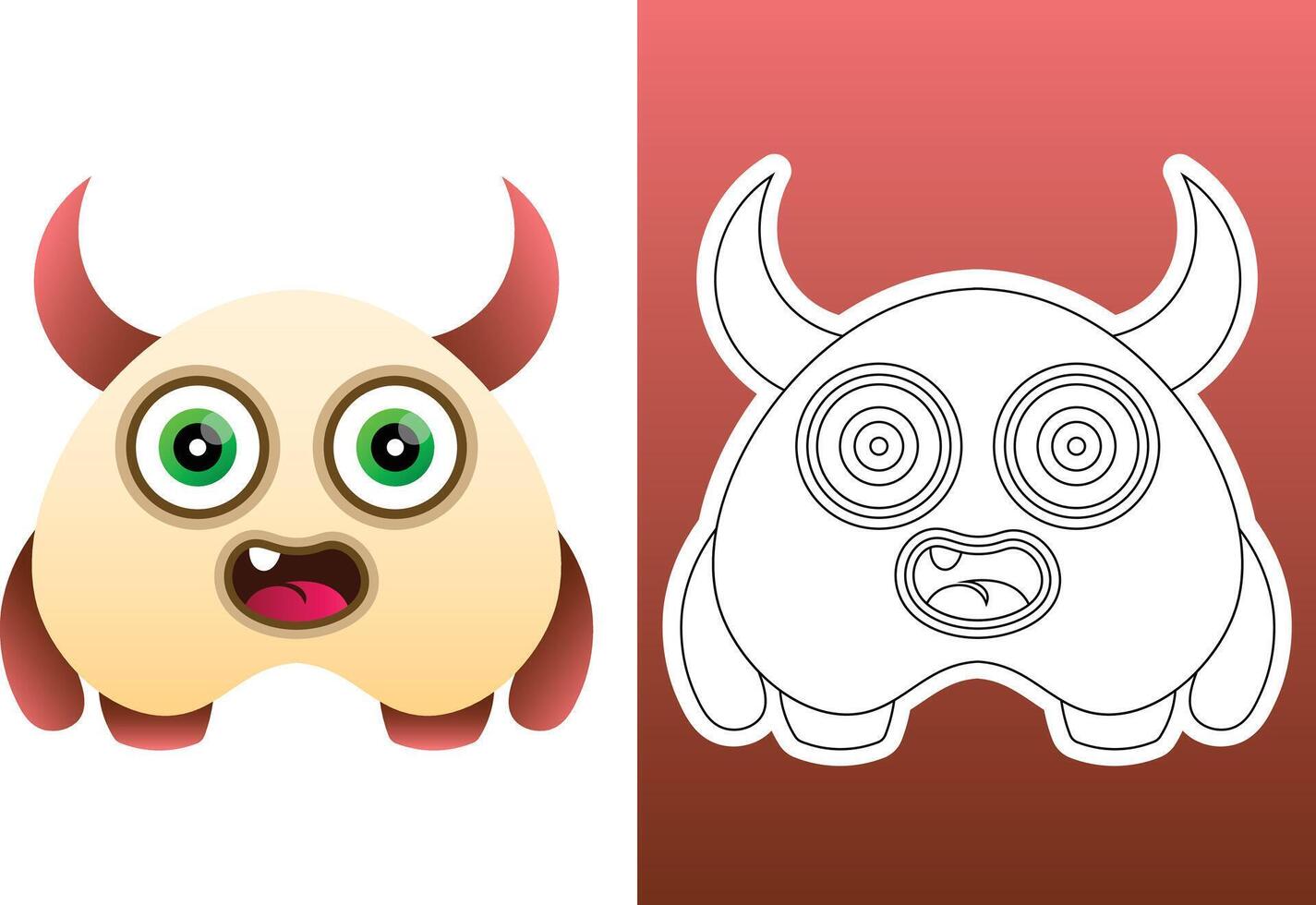 illustration monster design kawaii. Design for digital print and coloring book vector