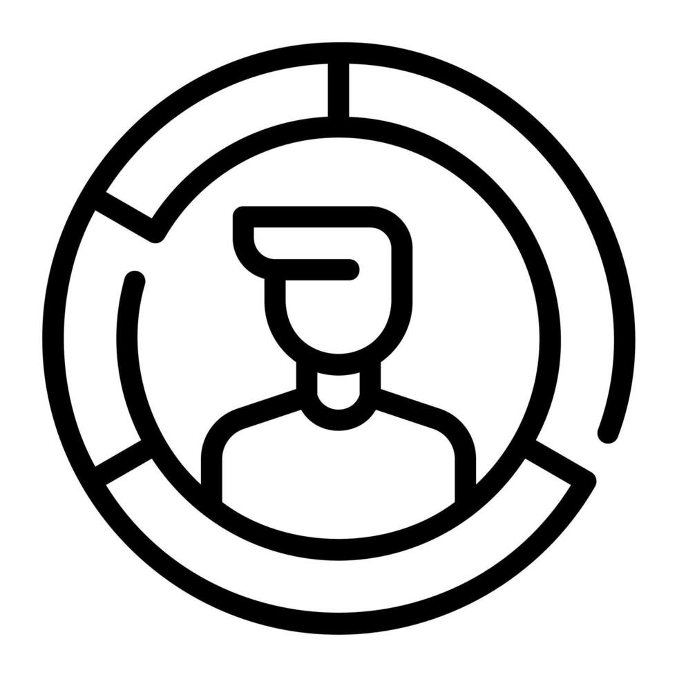 customer segment with pie chart outline icon vector