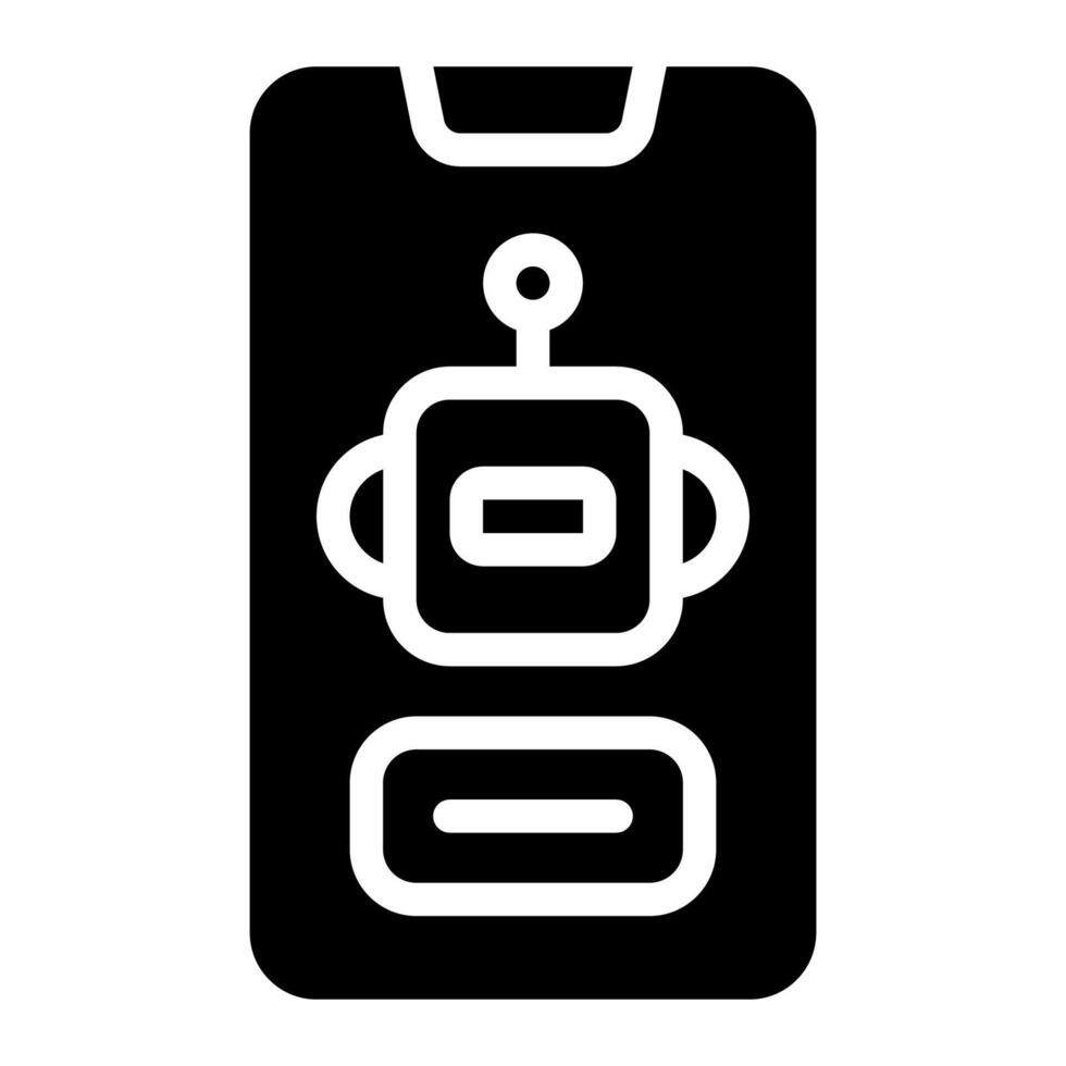 chatbot in smartphone glyph icon vector