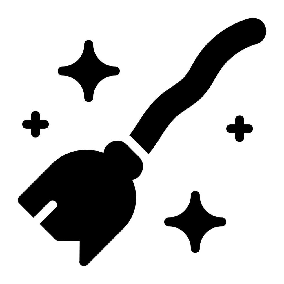 magic broom glyph icon vector