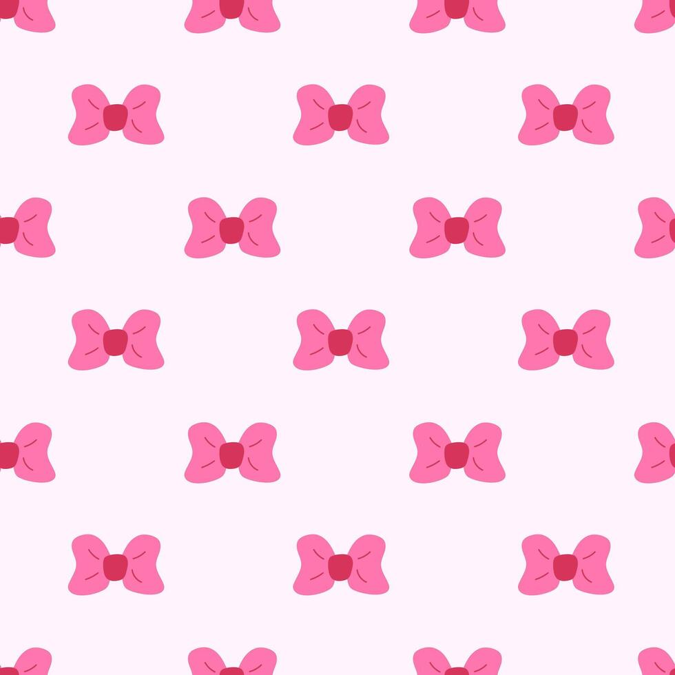 Seamless pattern with pink tie bow. flat illustration. vector