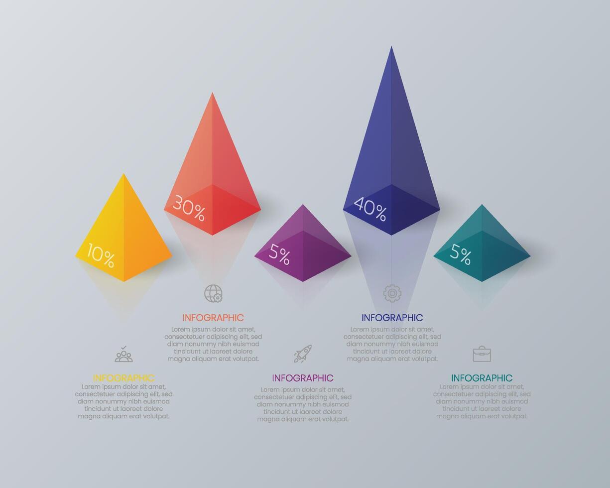 triangle prism chart infographic template vector