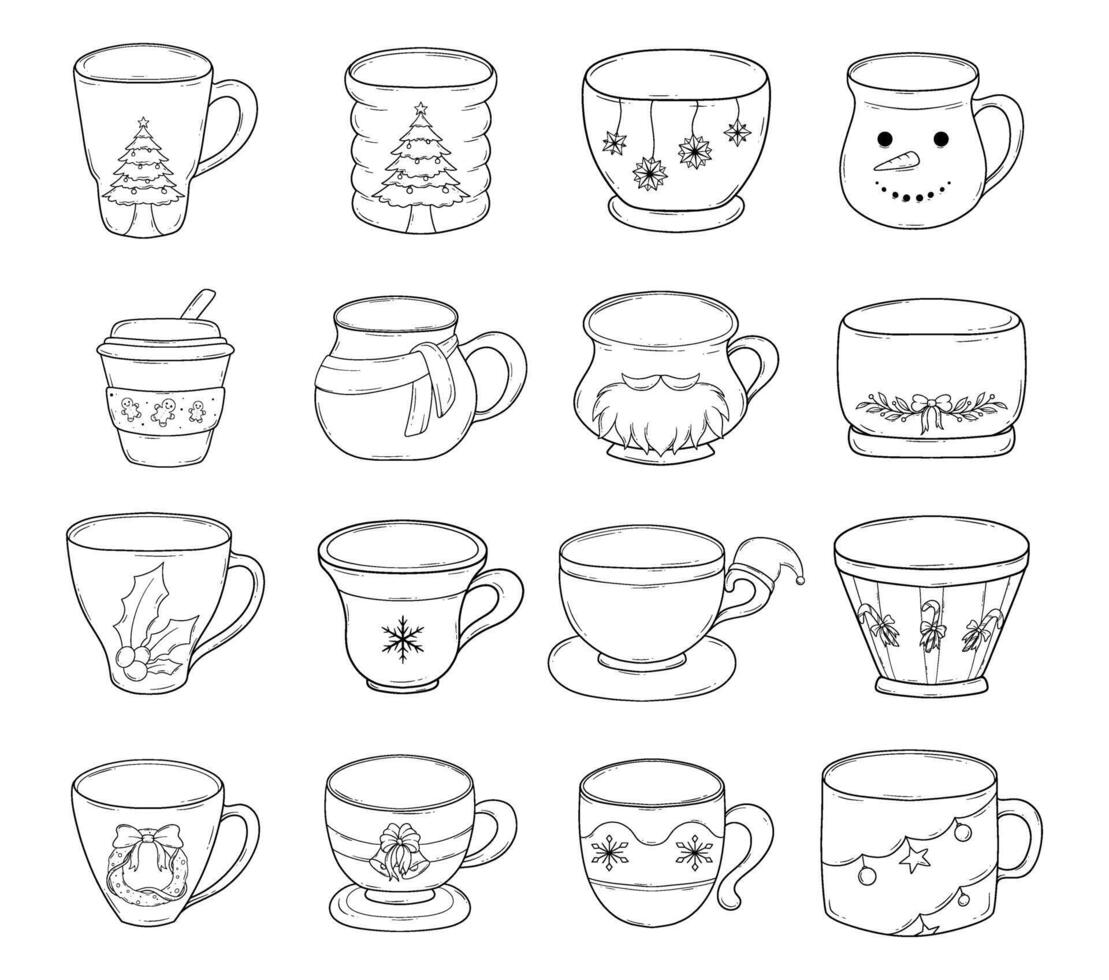 cup with winter decoration cartoon vector