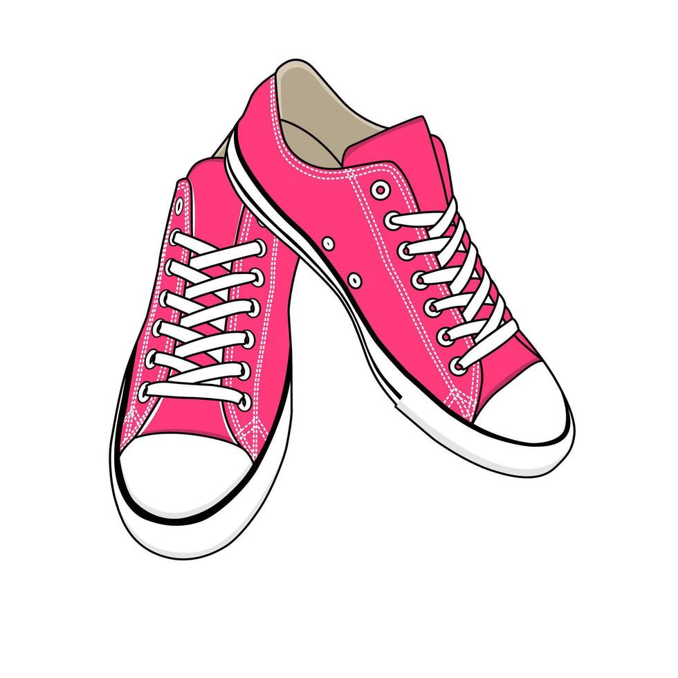 Sneakers Pink Low On White Background Image And Illustration vector