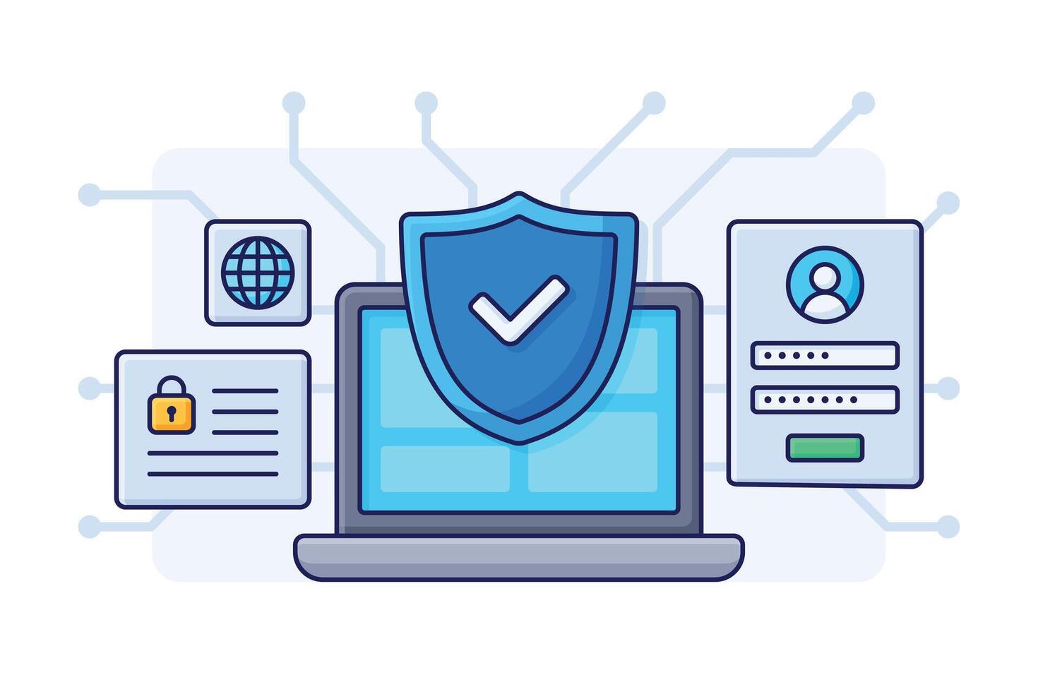 Cartoon cyber security concept illustration vector