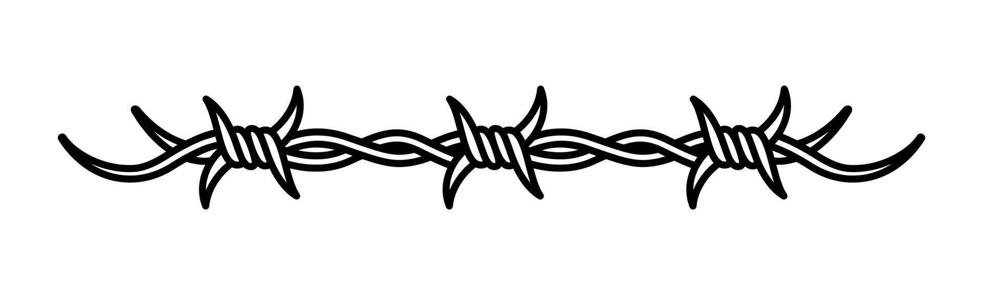 Y2k tattoo of barbed wire, black and white symbol vector