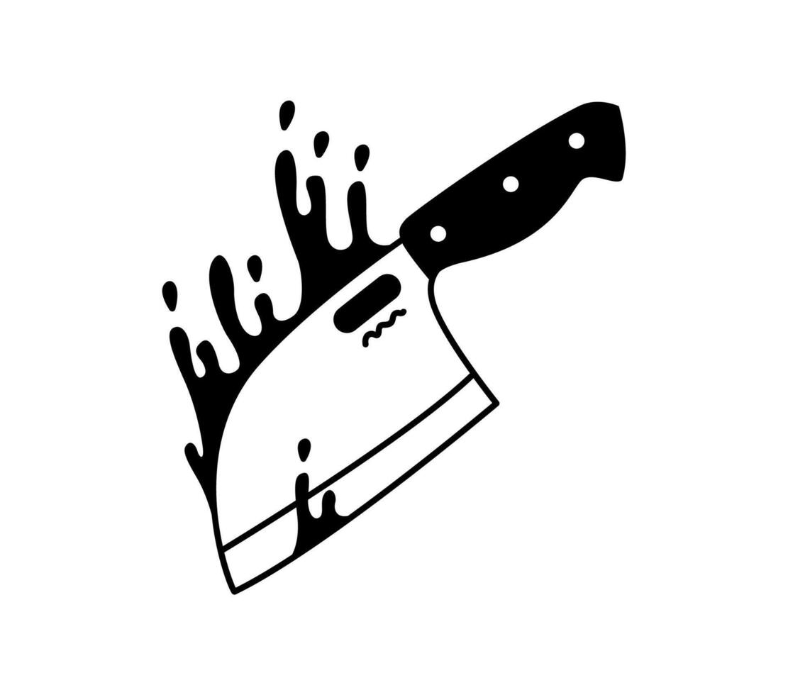 Y2k tattoo of cleaver knife with splattering blood vector