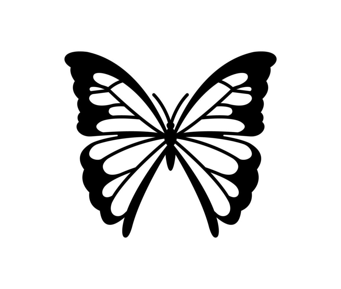 Y2k tattoo of butterfly, black and white vector