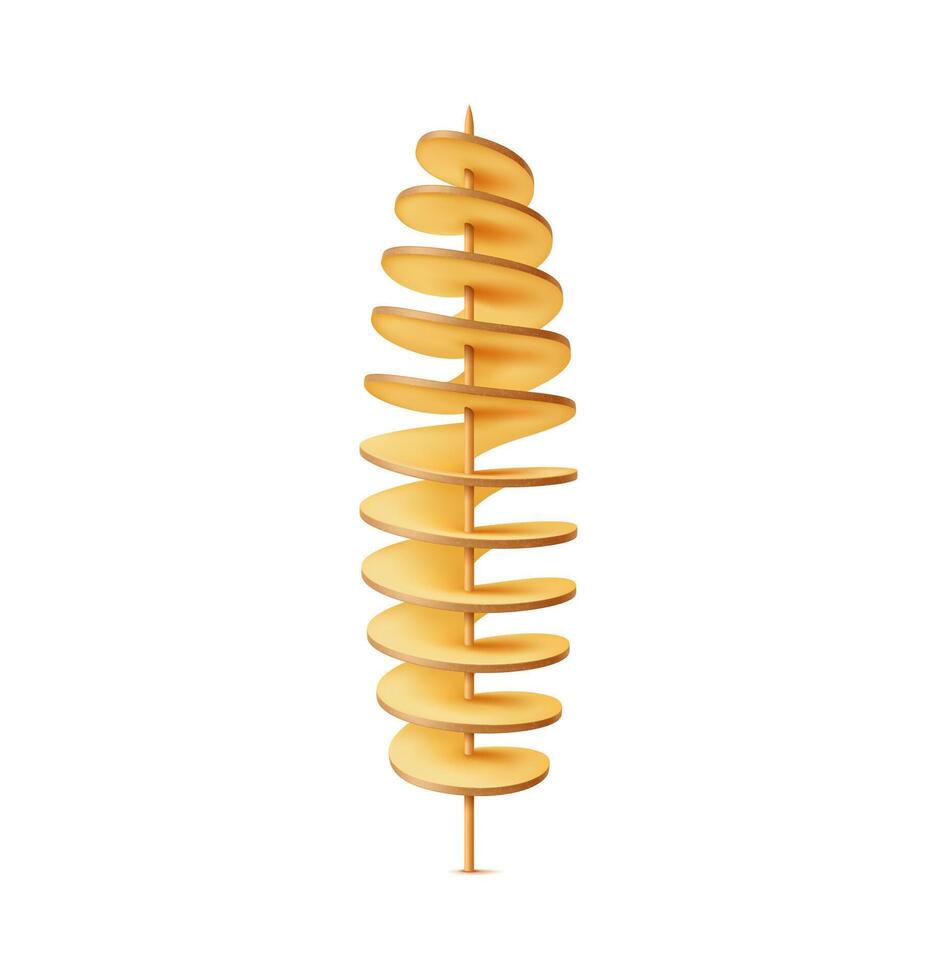 Realistic 3d raw and fried potato tornado snack vector
