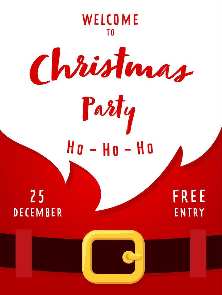 Christmas flyer with Santa beard for holiday party vector