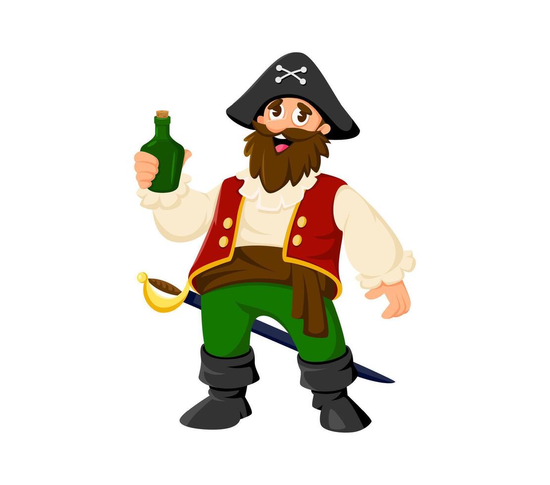 Cartoon pirate, privateer bandit cute character vector