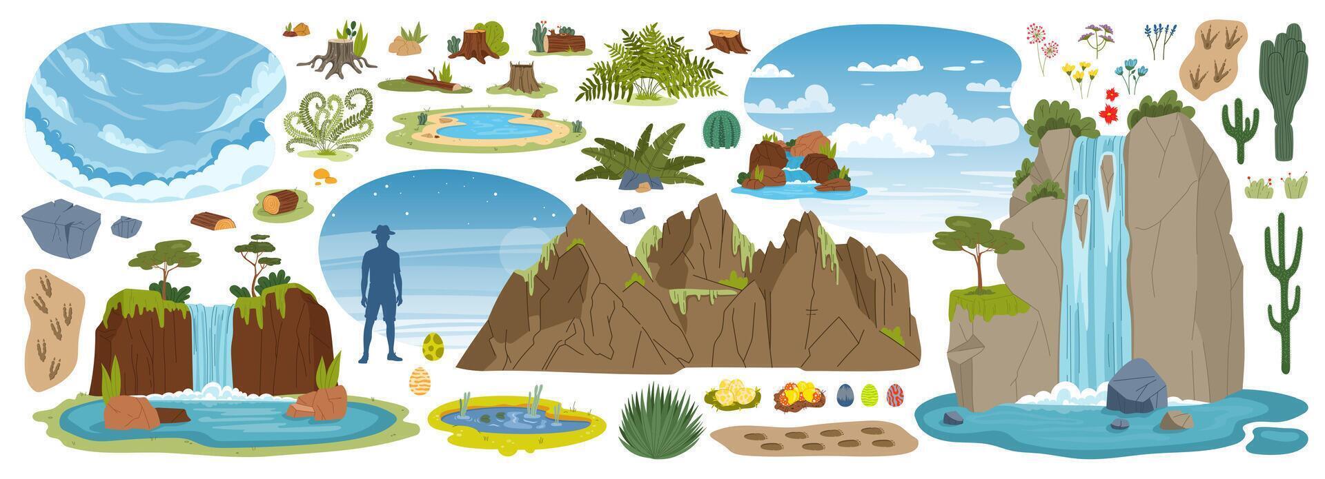Jurassic dinosaur era environment game asset vector