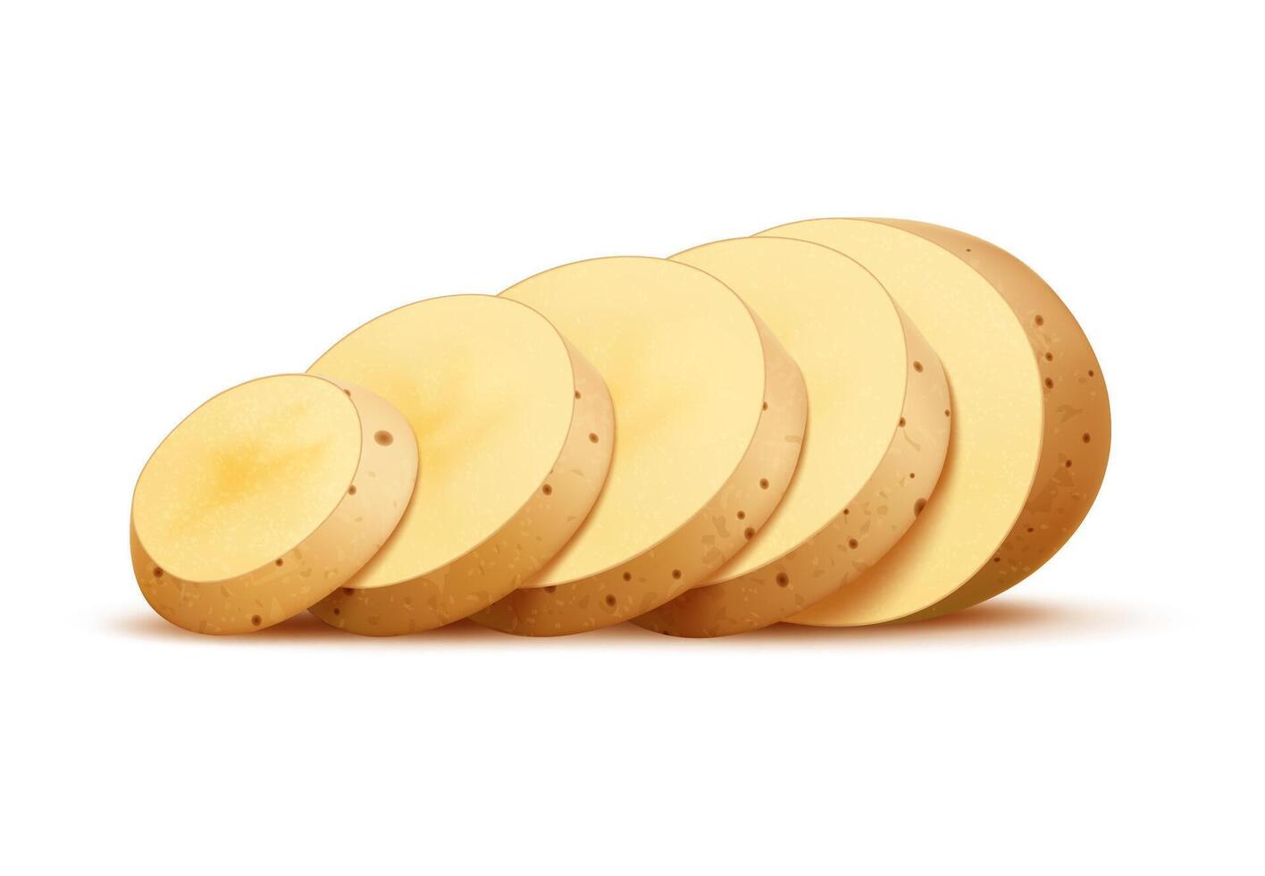Realistic 3d raw sliced potato ready for cooking vector