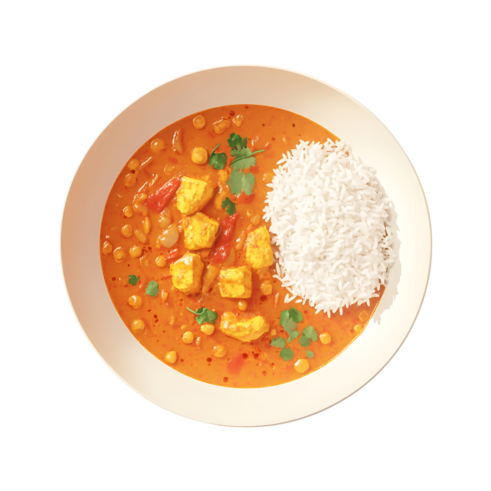 3d curry and rice top view png