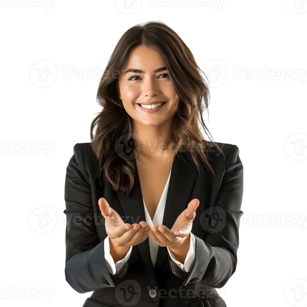 White business woman in welcoming pose png