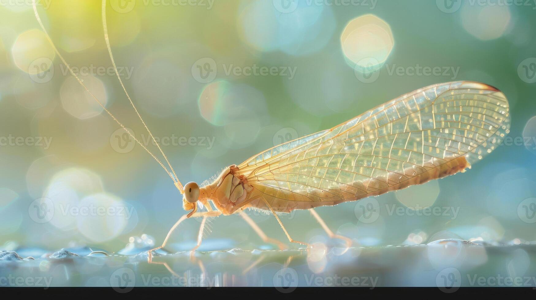 A close-up photograph of a dragonfly resting on a raindrop. photo