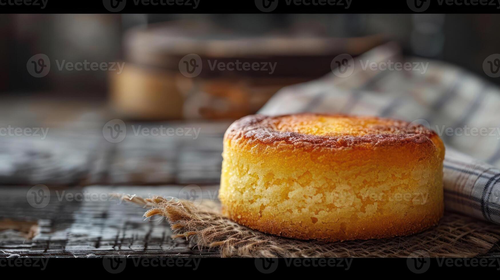 a cake sitting on a table with a cloth photo